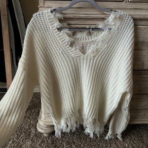 Off the shoulder White Sweater